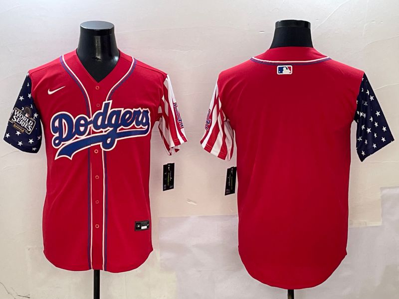 Men Los Angeles Dodgers Blank Red a generation of national flags Joint name 2025 Nike MLB Jersey style 3->los angeles dodgers->MLB Jersey